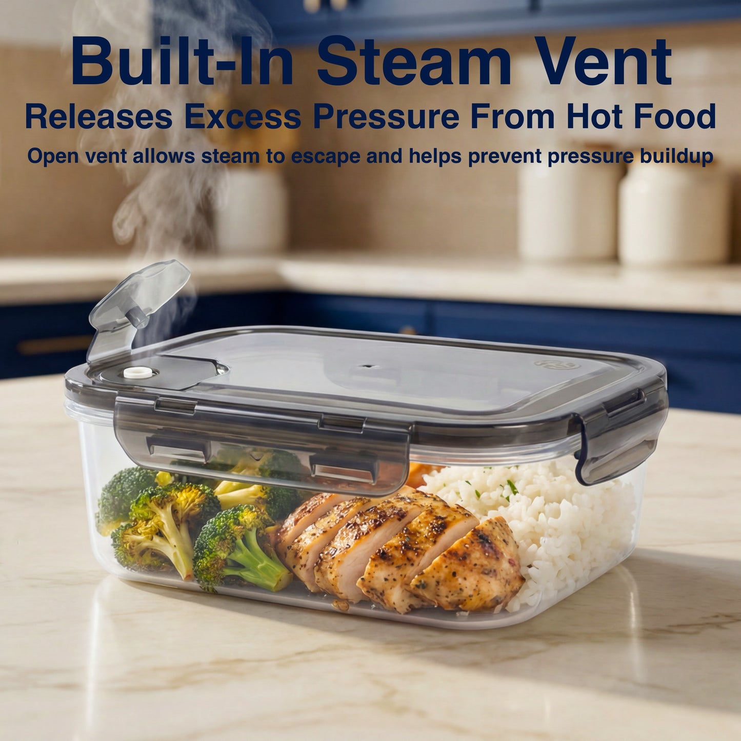 BPA-Free Plastic Airtight Food Storage Containers with Vented Lids