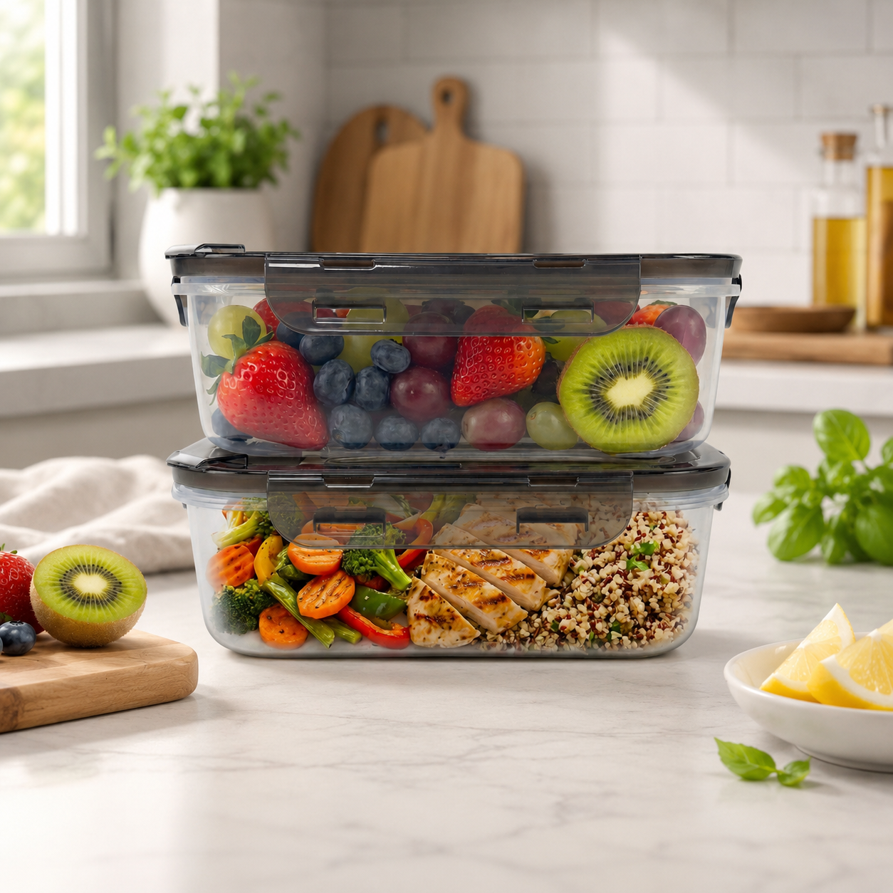 BPA-Free Plastic Airtight Food Storage Containers with Vented Lids