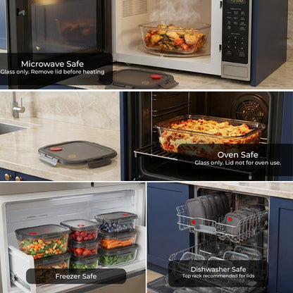 Airtight Glass Food Storage Containers with Vented Lids