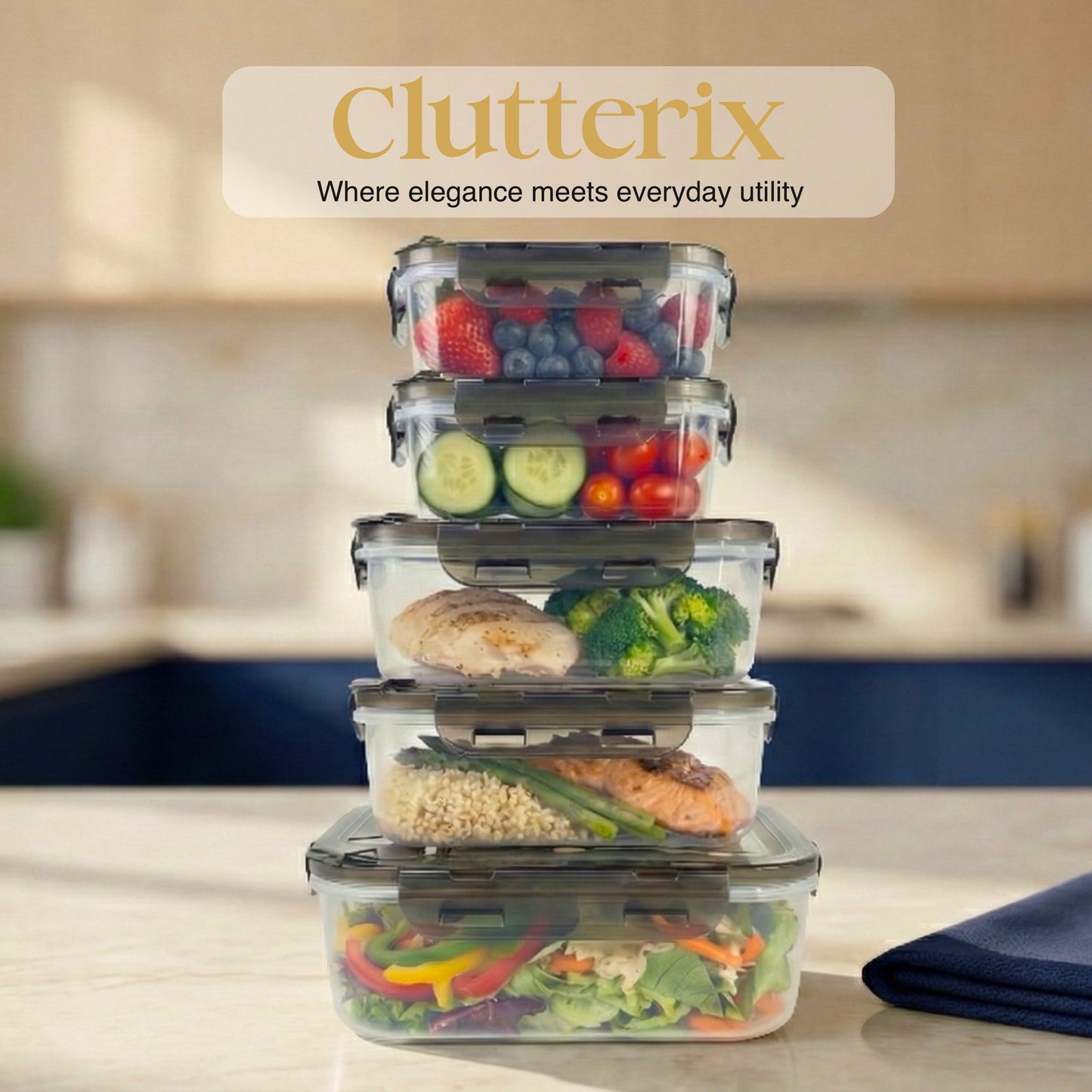 BPA-Free Plastic Airtight Food Storage Containers with Vented Lids