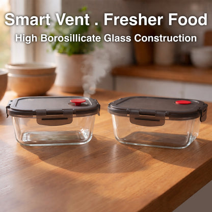 Airtight Glass Food Storage Containers with Vented Lids