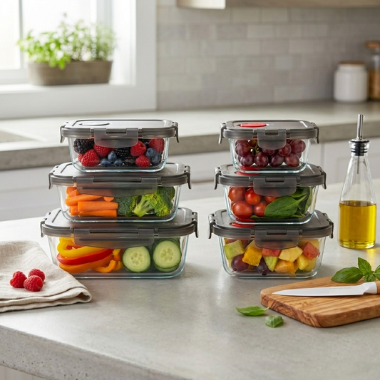 Airtight Glass Food Storage Containers with Vented Lids