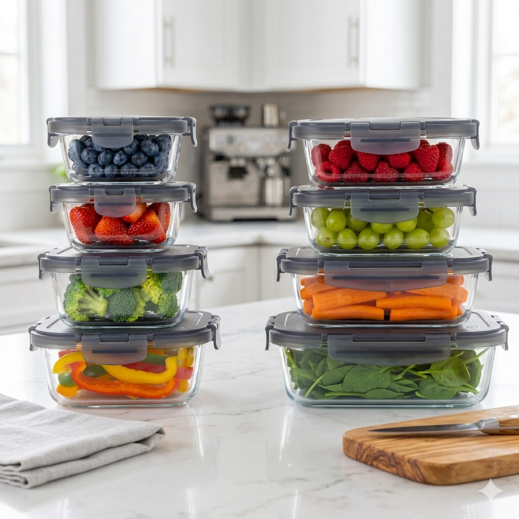 Airtight Glass Food Storage Containers with Vented Lids
