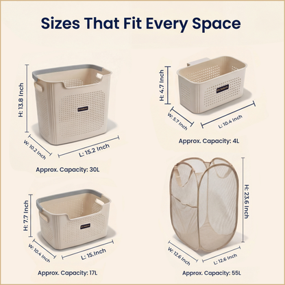 4-Piece Laundry & Storage Basket System