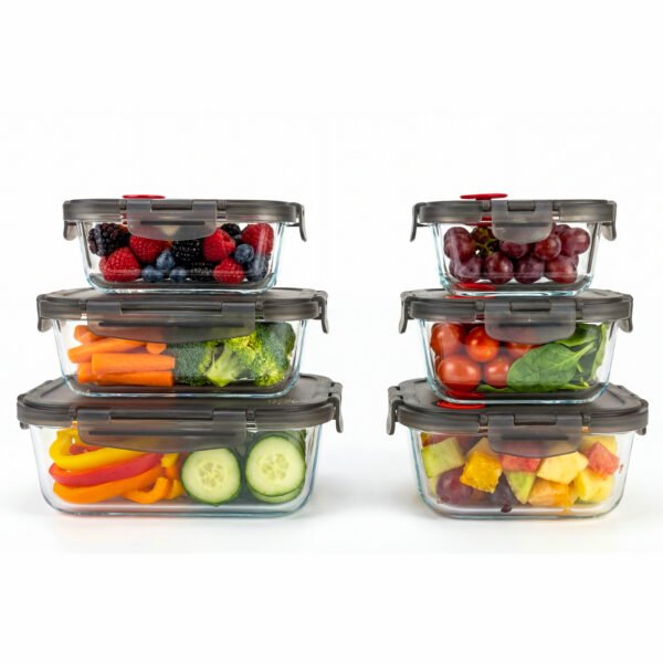 Borosilicate Glass Airtight Food Storage Containers with Vented Lids (Assorted Set)