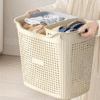 Laundry Basket Set, 3-Piece Ventilated Plastic Baskets with Tote Handles (Beige)
