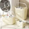 Laundry Basket Set, 3-Piece Ventilated Plastic Baskets with Tote Handles (Beige)