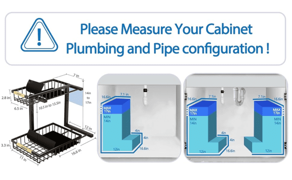 2 Pack Under Sink Organizer 2 Tier Under Sink Organizers and Storage Adjustable Kitchen Pull out Cabinet Organizer Metal Sliding Drawer for Bathroom Pantry Cabinet Closet Organization Rack Black