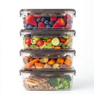 pack of 4 1.4L Clutterix BPA-Free Plastic Airtight Food Storage Containers with Vented Lids